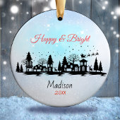 Schattigee vrolijke en lichte santa sleigh kerst keramisch ornament