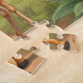 Schattigee vrolijke Giraffe in savanne met naam Legpuzzel (Zijkant)