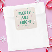 Schattigee vrolijke & heldere roze + groene vakant vierkante sticker