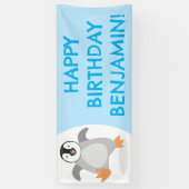 Schattigee vrolijke keizer pinguïn chick birthday  spandoek (Verticaal)