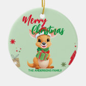 Schattigee vrolijke kerst Baby Kangaroo Santa Scar Keramisch Ornament (Voorkant)