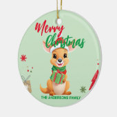 Schattigee vrolijke kerst Baby Kangaroo Santa Scar Keramisch Ornament (Links)