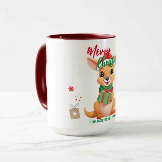 Schattigee vrolijke kerst Baby Kangaroo Santa Scar Mok (Voorkant links)