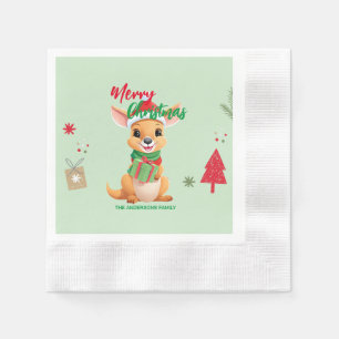 Schattigee vrolijke kerst Baby Kangaroo Santa Scar Servet