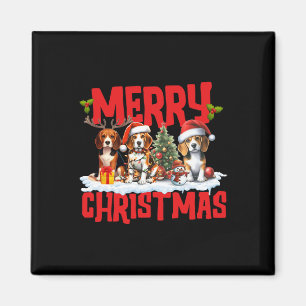 Schattigee vrolijke kerst Beagle Dog Santa Hat Ren Magneet