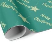Schattigee vrolijke kerst beige en groen cadeaupapier (Rol Hoek)