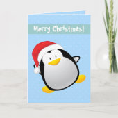Schattigee vrolijke kerst Cartoon Santa Penguin Feestdagen Kaart (Voorkant)