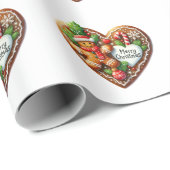 Schattigee vrolijke kerst donut koekjes hart cadeaupapier (Rol Hoek)