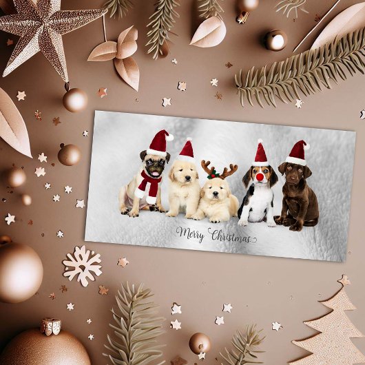 Schattigee vrolijke kerst Elfen & Rudolph Puppies Feestdagenkaart