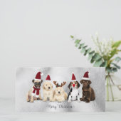 Schattigee vrolijke kerst Elfen & Rudolph Puppies Feestdagenkaart (Staand voorkant)