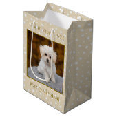 Schattigee vrolijke kerst hond foto medium cadeauzakje (Voorkant Gekanteld)