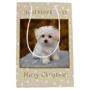 Schattigee vrolijke kerst hond foto medium cadeauzakje
