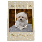 Schattigee vrolijke kerst hond foto medium cadeauzakje (Achterkant)