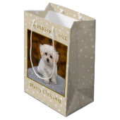 Schattigee vrolijke kerst hond foto medium cadeauzakje (Achterkant Gekanteld)