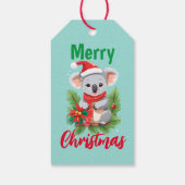 Schattigee vrolijke kerst Koala Santa rood en groe Cadeaulabel (Achterkant)