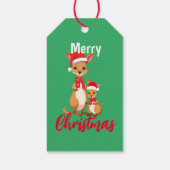 Schattigee vrolijke kerst mama Kind Kangaroo Santa Cadeaulabel (Achterkant)