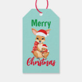 Schattigee vrolijke kerst mama Kind Kangaroo Santa Cadeaulabel (Achterkant)