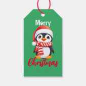 Schattigee vrolijke kerst Mama Kind pinguïn Santa  Cadeaulabel (Achterkant)
