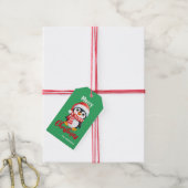 Schattigee vrolijke kerst Mama Kind pinguïn Santa  Cadeaulabel (Met Touw)