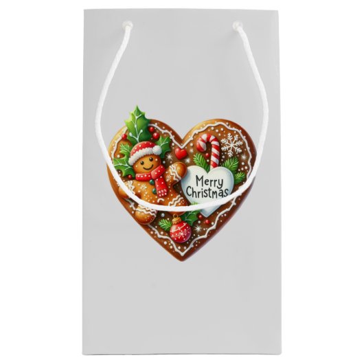 Schattigee vrolijke kerst peperkoek man hart klein cadeauzakje (Achterkant)