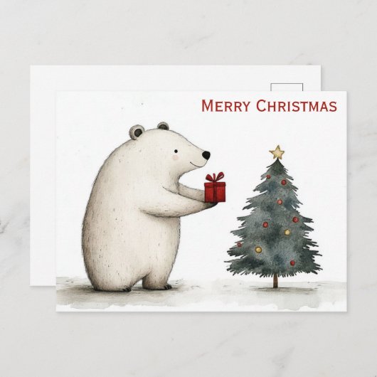 Schattigee vrolijke kerst Polar Beer grillig Briefkaart (Voorkant / Achterkant)