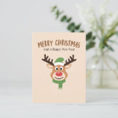 Schattigee vrolijke kerst rendier Kaart (Staand voorkant)