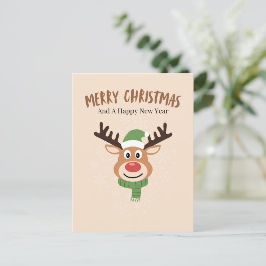 Schattigee vrolijke kerst rendier Kaart (Staand voorkant)