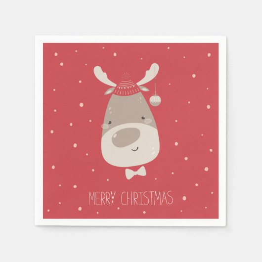 Schattigee vrolijke kerst rendier moderne vakantie servet (Voorkant)
