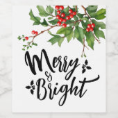 Schattigee Vrolijke Kerst Rode Mistletoe Waterverf Wijn Etiket (Enkel label)