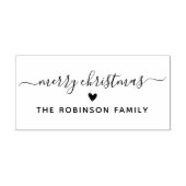 Schattigee vrolijke kerst script hart familienaam rubberstempel (Afrduk)