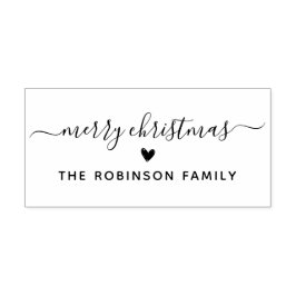 Schattigee vrolijke kerst script hart familienaam rubberstempel