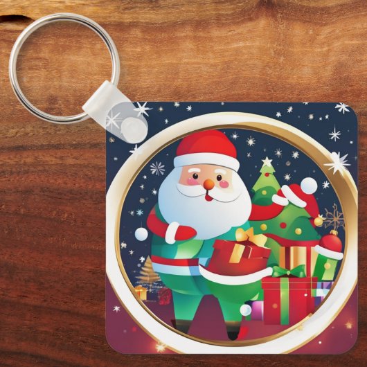 "Schattigee vrolijke kerst Sleutelhanger – feestel (Voorkant)