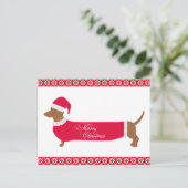 Schattigee vrolijke kerst teckel hond briefkaart (Staand voorkant)
