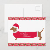 Schattigee vrolijke kerst teckel hond briefkaart (Voorkant / Achterkant)