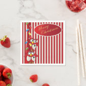 Schattigee vrolijke kerst uilen servet (Insitu)