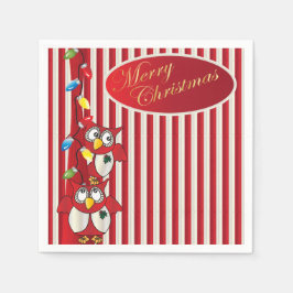 Schattigee vrolijke kerst uilen servet