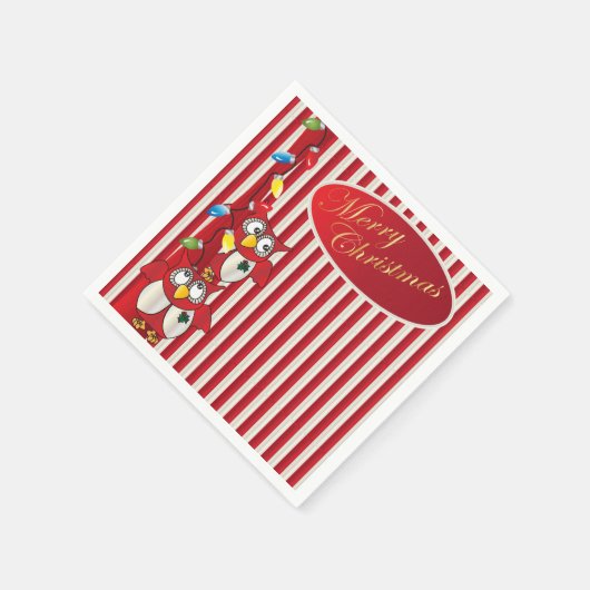 Schattigee vrolijke kerst uilen servet (Hoek)