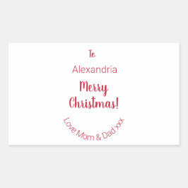 Schattigee vrolijke kerst van mama en papa Minimal Rechthoekige Sticker