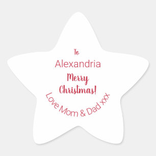Schattigee vrolijke kerst van mama en papa Minimal Ster Sticker