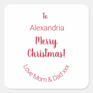 Schattigee vrolijke kerst van mama en papa Minimal Vierkante Sticker