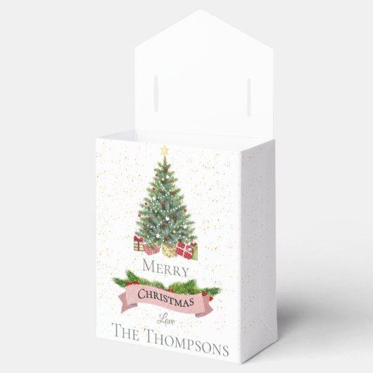 Schattigee vrolijke kerst wit faux roze glitter bedankdoosjes (Geopend)