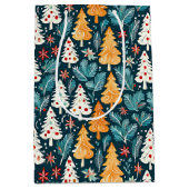 Schattigee vrolijke kerstbomen feestelijk medium cadeauzakje (Voorkant)