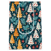 Schattigee vrolijke kerstbomen feestelijk medium cadeauzakje (Achterkant)