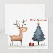 Schattigee vrolijke kerstboom rendier grillig briefkaart (Voorkant / Achterkant)