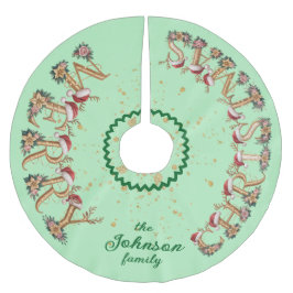 Schattigee vrolijke kerstboomrok met familienaam kerstboom rok