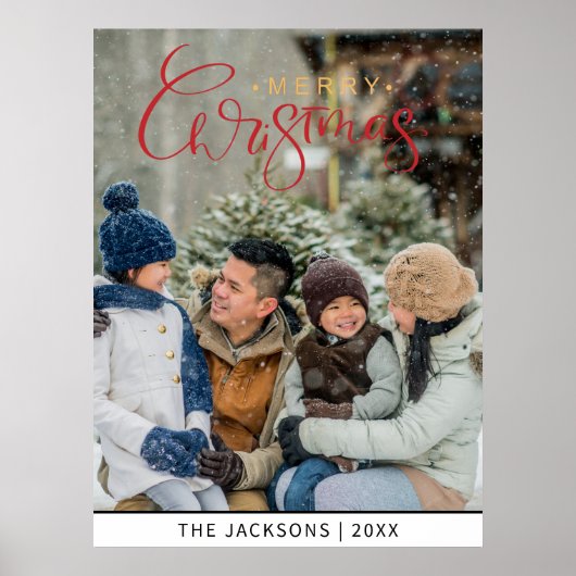 Schattigee vrolijke kerstfoto poster (Voorkant)
