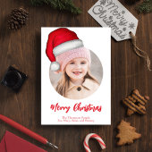 Schattigee Vrolijke Kerstfoto Santa Hat Feestdagenkaart
