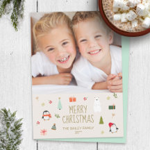 Schattigee vrolijke kerstfotokaart een Afbeelding