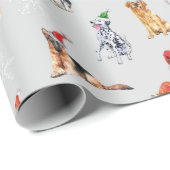 Schattigee vrolijke kersthonden met kerstmutsen cadeaupapier (Rol Hoek)