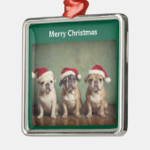 Schattigee vrolijke kersthonden metalen ornament (Links)